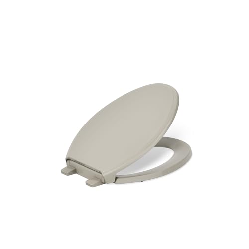 KOHLER 4733-RL-G9 Glenbury ReadyLatch Quiet Close Elongated Toilet Seat, Soft Close Toilet Seats, Sandbar