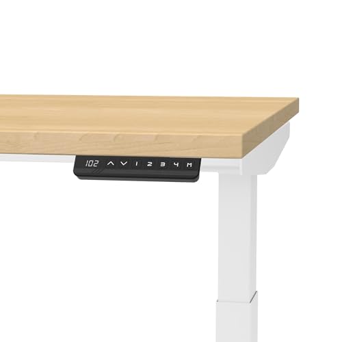 Image of ErgoYou - Electric Height Adjustable Laminated Standing Table - Heavy Duty - Dual Motor 2 Stage - 150 Kgs Max Weight Capacity - E2 Series - Ergonomic Sit Stand Desk (Maple: 600 X 1200 mm)