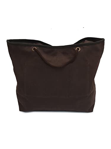 Image of The House of tara Cotton Oversized Canvas Tote Bag with Zip Pouch | YKK Zipper Closure | Padded Pocket for Tablet & Sunglasses /Phone | Bottle Holder | Strong Nylon Handles | Women