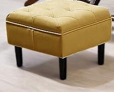 Image of CRAFTCITY Sheesham Wood Elegant Rocking Chair with Pillow and Matching Foot Stool /Living Room Chair /Rose Wood Rocking Chair /Single Seater Sofa with Footrest,Pre-Assembled (Yellow)