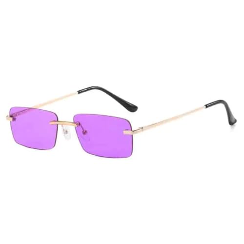 Lunettes de soleil roses et bleues sans monture tendance punk de luxe UV400