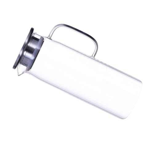 TOBBOMEY Jarra de Vidrio Resistente al Calor con Tapa Tetera Doméstica para Zumos y Bebidas Frías o Calientes Diseño Seguro y Antigoteo Apta para Uso Diario