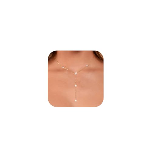 Luxval Gold Long Necklaces for Women Lariat Necklace for Women Charm Trendy 14k Gold Plated Teardrop Drop Necklace Simple Gold Pendant Dainty Long Chain Choker Fashion Body Chain Jewelry Gifts