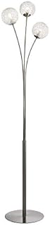 3 Way Satin Nickel Floor Lamp with Aluminium and Glass Shade. This Contemporary 3 Way Floor Lamp is Complete with Glass Globe Design Shades in-Line On/Off Foot Switch.