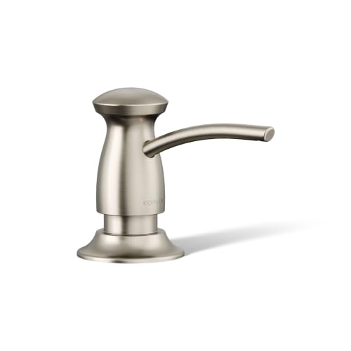 KOHLER 1893-C-BN Soap/Lotion Dispenser, 16 Ounce Kitchen Sink Soap Dispenser, Transitional Design, Durable Solid Brass, Vibrant Brushed Nickel Finish