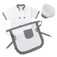 CHRISLEY ENTERPRISES Chef apron for boys girls | chef cook costume for kids/photography prop (black and white) 2 to12 years (5-6 years) (B0C5CWZG4H) Amazon Price History, Amazon Price Tracker