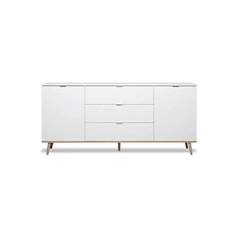 Newfurn Sideboard Kommode Skandinavisch Anrichte Highboard Mehrzweckschrank II 180x87x 40 cm II in Weiß/Weiß Wohnzimmer Schlafzimmer Esszimmer Cover