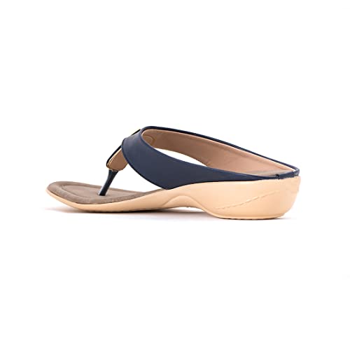 Image of Khadim's Synthetic Leather PVC Sole Navy Slip-On Flats for Women - Size UK 10