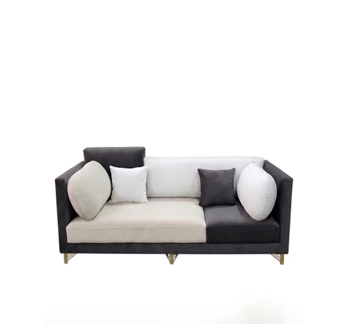 Image of RECTART Luxe 3 Seater Sofa Set for Living Room | Sectional 4 Pillows | Modern Wooden Home Furniture |