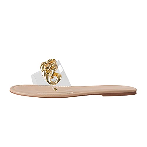 onlymaker Women's Square Open Toe Backless Flat Slipper Sandals Summer Wide Fit Slipper