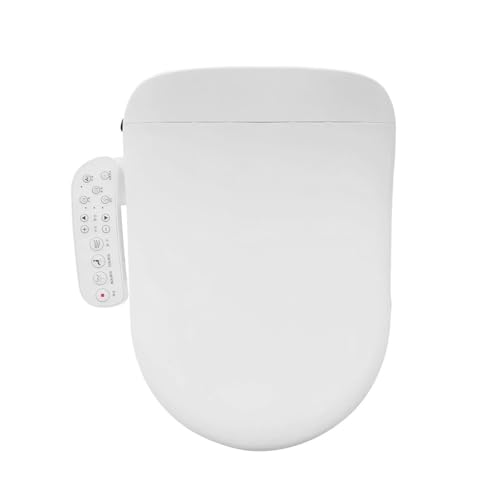 Smarter Toilettensitz Bidet mit Waschfunktion, Elektrischer Dusch WC Sitz, Selbstreinigung WC Bidet mit Düse, Warmlufttrocknung, Nachtlicht, Absenkautomatik, Einstellbarem Temperatur und Wasserdruck