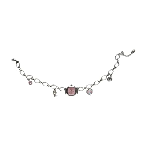 Montre de poche industrielle avec chaîne de clavicule, bijou rétro