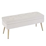 SNOWDROP Storage Bench-Entryway Bench,Ottoman for Bedroom End of Bed,Modern Velvet Benche Bedroom Benches for Foot of Bed,Upholstered Bench with Golden Legs 40'