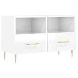 vidaXL Mueble de TV Madera contrachapada Blanco Brillo 80x36x50 cm