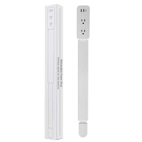Outlet Extender Stick - Features USB-A, USB-C and 2 AC Outlets, Extends 22'-34', Rotates 180° Access Hard-to-Reach Outlets, Wall Plug Power Socket Expander Nightstands, Sofa, Desks and More