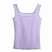 Zytyeu Débardeur Femme Couleur Unie Serré Été Simplicité T-Shirt Femmes Mince sans Manches avec Coussin Poitrine Blouse Femmes Dos Nu Stretch Sexy All-Match Yoga Tops Femmes E-Purple L