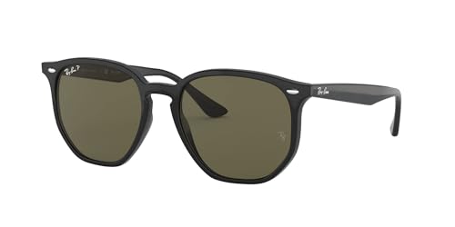 Ray-Ban RB4306 Hexagonal Sunglasses, Black/Polarized Green, 54 mm