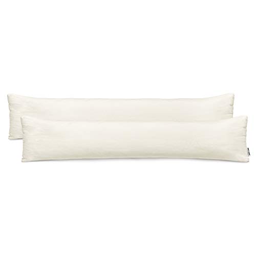 DecoKing 2 Pillowcases 40 x 200 cm Jersey 100% Combed Cotton Zip Ecru Amber, 40 x 200 *2
