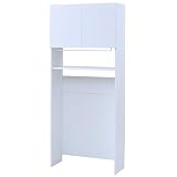 [山善] 隠す収納 洗濯機上ラック 幅80.5×奥行32×高さ191cm ランドリーラック サニタリーラック 洗濯機ラック 洗面所 ホワイト AWMS-1880(WH)