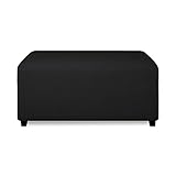 PureFit Super Stretch Soft Form Fit Ottoman Cover Rectangle - Ottoman Slipcovers for Foot Stool & Folding Storage Furniture for Living Room with Nonslip Elastic Bottom (Small, Black