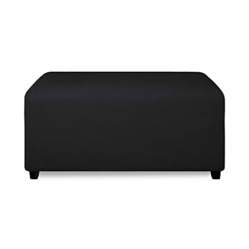 Image of PureFit Stretch Rectangle Ottoman Cover Footstool Cover, Black