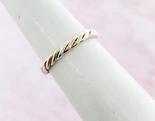 Copper Brass Twist Ring 3-Dhatu Band