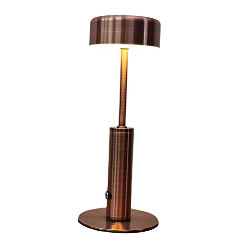 Generic Rechargeable Table Lamp Metal Desk Battery Operated 2W Desk Lamp Bar Decor Dinner Farmhouse Kids Nursery Coffee Shop, Cylindrical Bronze #TOP1