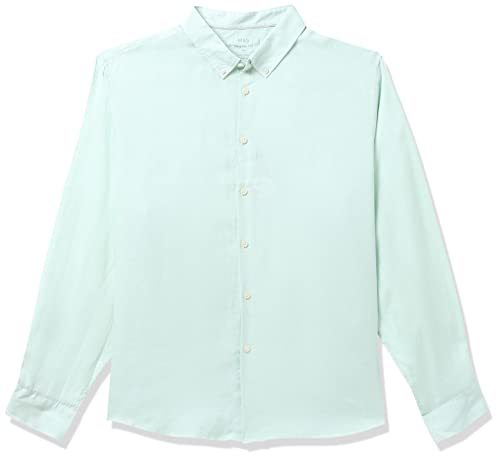 Image of Marks & Spencer Mens Solid Polyester Blend Collared Neck Regular Fit Easy Iron Shirt (Pack of 2)