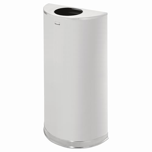 Image of Rubbermaid Commercial Products Half Rounds Steel Trash Can, Open Top, 12 GAL, Stainless Steel, Indoor for Hotel Lobbies /Washrooms /Front of House Hospitality Areas
