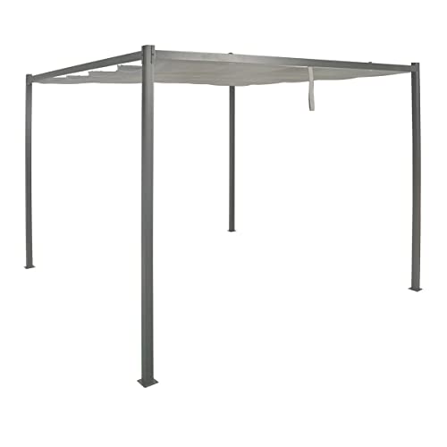 Garden Winds Replacement Canopy Top Cover Compatible Only with At Home Crosby St Retractable 10' x 10' Pergola - Riplock 350 - Slate Gray