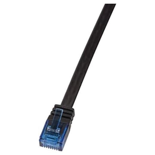 LogiLink CP0135B CAT5e UTP platt patchkabel, AWG 30, blå färg RJ45 kort kontakt, svart, 2 m