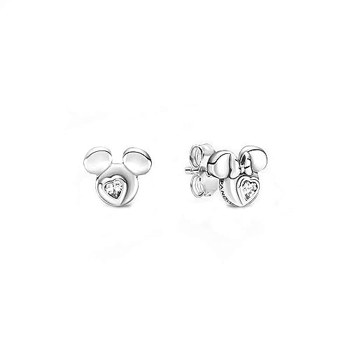 Pandora Disney Mickey Mouse & Minnie Mouse Silhouette Stud Earring #TOP18