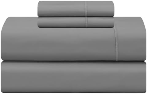 Feather & Stitch 500 TC Queen Size Damask Bed Sheet Set, 100% Cotton Soft Breathable Bedsheets, 4 Piece 18" Deep Pockets Sateen Weave Striped Bedding Mattress Resort Hotel Luxury- (Grey, Queen) - Thumbnail 4