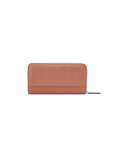 Image of GUESS Cognac Textured Zipper Viviette Medium Zip Around Wallet