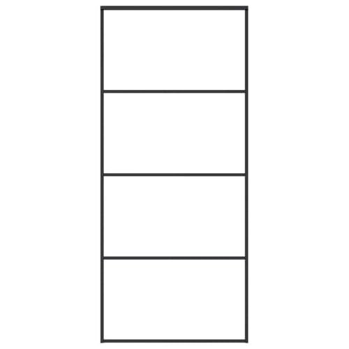 vidaXL Schiebetür Schiebetürsystem Glastür Glasschiebetür Ganzglasschiebetür Tür Innen mit Alurahmen ESG-Glas Aluminium mattiert 90x205 cm Schwarz
