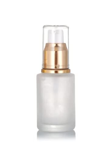 JARBAZAAR [SET OF 6PCS ] 30 ML CLEAR FROSTED FLAT SHOULDER glass bottle with premium golden serum pump, for diy serums,lotions, cosmetic products-image-34