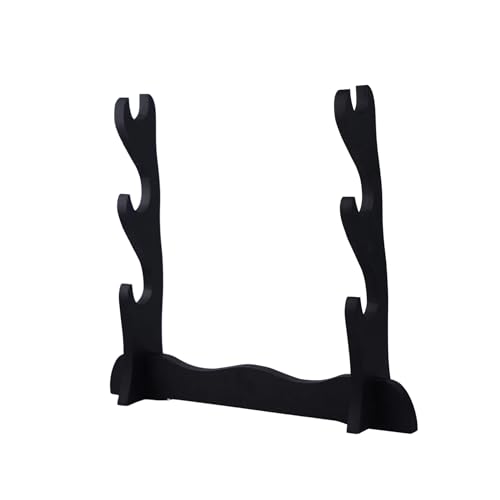 Image of Offo 3-Step Wooden Katana Stand | Wall Mounted Display Holder for Katana & Ninja Blades | Double-Layer Elegant Rack for Living Room, Bedroom, Office & Store Decor