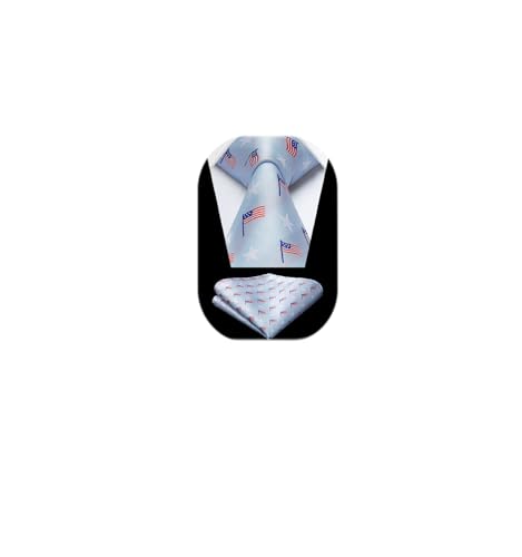 Image of HISDERN Mens Ties Plaid Tie and Pocket Square Set Classic Woven Formal Checkered Neckties & Handkerchief Wedding Party