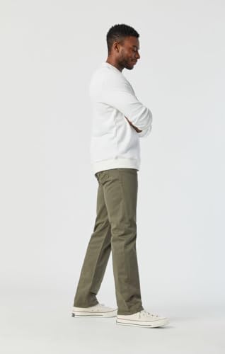 Mavi Zach Men's Straight Leg Pants, Regular Rise Twill Pants for Men, Dusty Olive Twill, Khaki Green Work Pants, 36 x 302