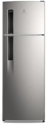 Vista frontal da geladeira Electrolux TF38S duplex fechada com acabamento em inox