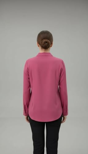 Image of Women's Button-Down Shirt, Long Sleeve, Collared Blouse, Relaxed Fit, Casual and Office Wear