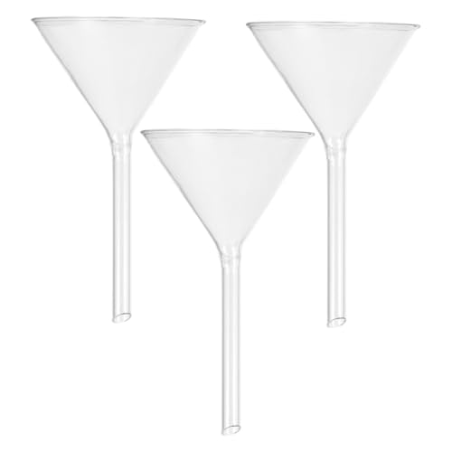 BEBEMOKO 3pcs Short Neck Glass Filling Funnels 100mm Laboratory Glass Funnels for Scientific and Industrial Use