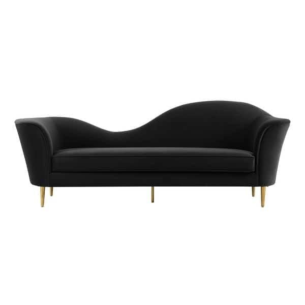 HM Handicrafts 3 Seater Velvet Sofa | Modern Curved Luxury Couch with High Density Foam Cushion, Solid Wooden Frame & Gold Finish Legs | Upholstered Living Room Sofa, Black-image-32