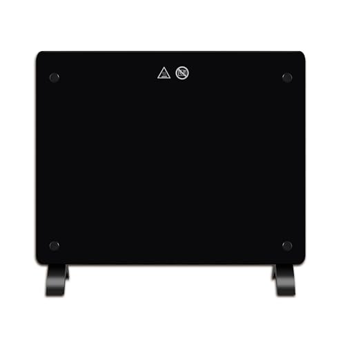 DONYER POWER 1000W Small Convector Heater, Ultra-thin Wall-mounted or Freestanding, Black Glass Panel