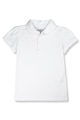OSHKOSH B'GOSH Kids Toddlers Girls Ruffled Sleeves Uniform Polo Shirt, White (3T)