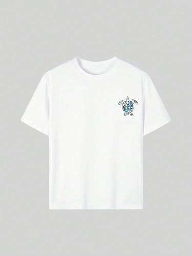 Girls Ocean Tortoise Print Short Sleeve T Shirts Kids Cute Casual Tops2