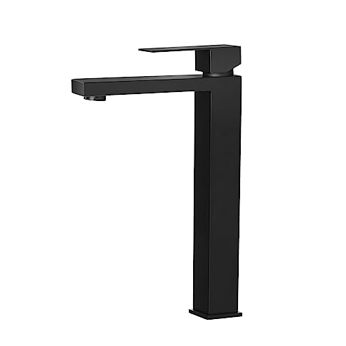 Miniatura 8 de Phasat Grifo Lavabo Alto, Moderno Grifo Lavabo Para Baño De Acero Inoxidable Grifo Mezclador Monomando Para Lavabo Negro Mate Ptmp05b