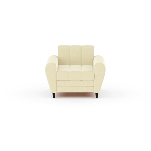 Image of Torque Bali Fabric 1 Seater Sofa for Living Room (Beige) | Comfortable 1 Seat Sofa |Wooden Sofa One Seater Couch for House Warming Gifts 1 Year Warranty