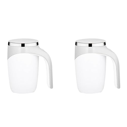 Sxmrmnx 2 tazas de acero inoxidable totalmente automáticas de acero inoxidable, taza de café portátil para café y leche (blanco)