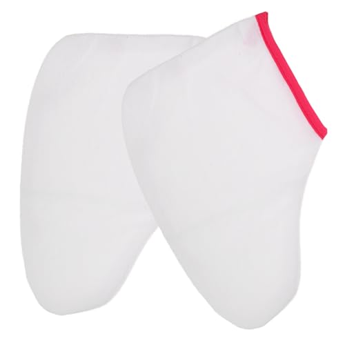 TEHAUX Botines de Parafina para Spa Cubrepiés de Cera Reutilizables Bolsa de Cuidado para Pies 27X19 CM Color Blanco Borde Rojo 1 Par para Tratamientos de Depilación y Calentamiento
